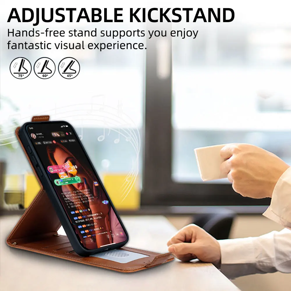 Leder-Handyhülle für Galaxy S25 Ultra S24 Plus S23 S22 FE Brieftaschen-Hülle S26 EDGE Flip-Cover mit Kartenfächern Handy-Zubehör – Detail 4