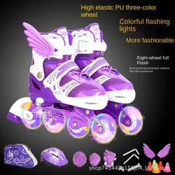 Nowy buty do łyżwiarstwa pełny zestaw rolki regulowane rolki łyżwy dla dzieci w pełnym kolor błysku