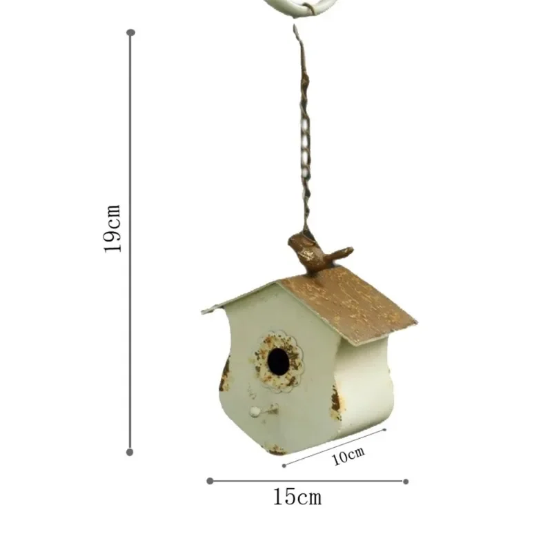 A wrought iron retro garden bird house pendant ornament indoor and outdoor courtyard still life decoration pendant landscaping o