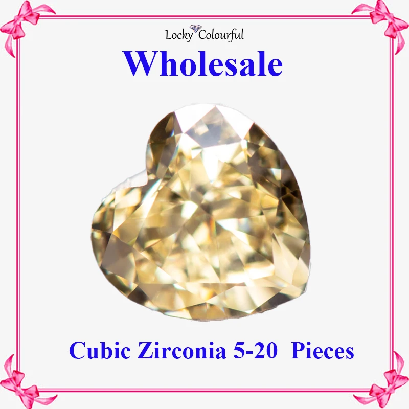 

Cubic Zirconia Wholesale Crushed Ice Cut Heart Shape Yellow Color Charms Beads for Diy Jewelry Making Materials No Certificate