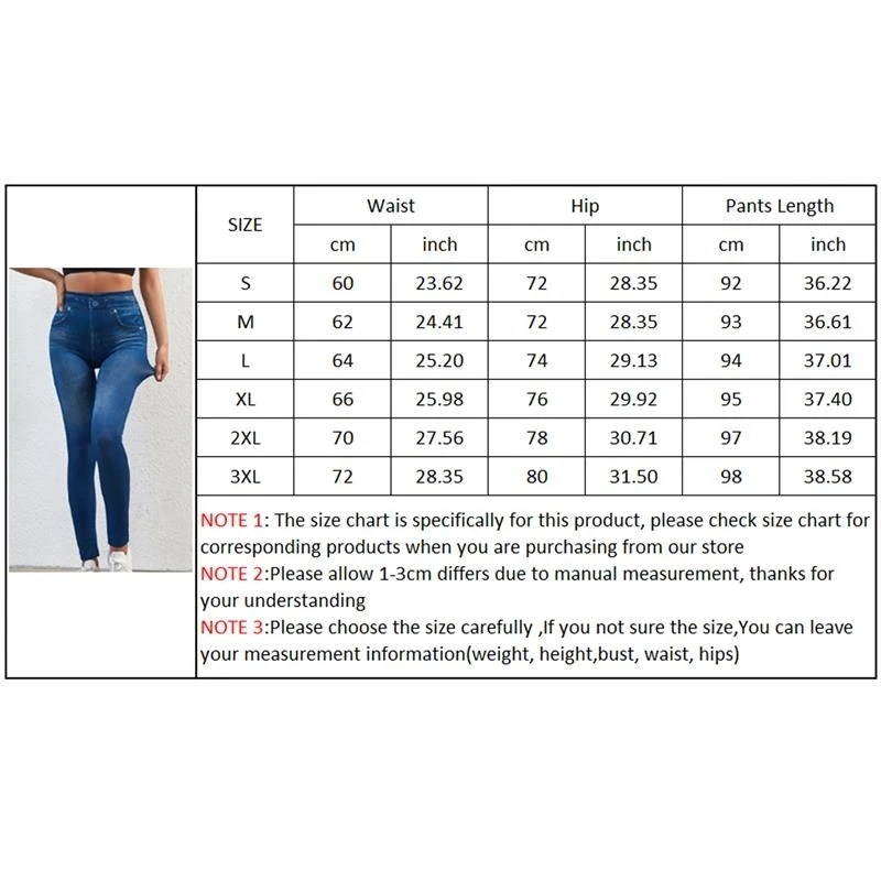 New Stretch Well Fitness Fake Pockets High Waist Leggings Faux Denim Jeans Sexy Elastic Jeggings Soft Casual Thin Pencil Pants