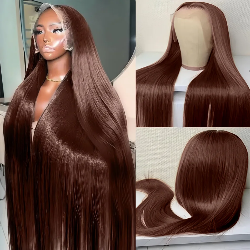 

Chocolate Brown Lace Front Human Hair Wigs For Women Pre Plucked 13x4 13x6 Hd Transparent Bone Straight Colored Lace Frontal Wig