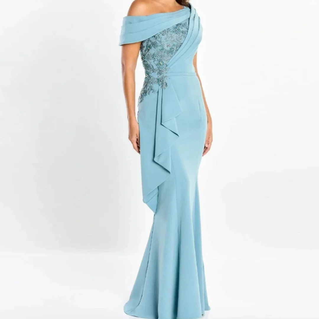 

Elegant Mother of the Bride Groom Dress with Ruffles Dubai Formal Evening Dress One Shoulder Wedding Party Gowns Customized