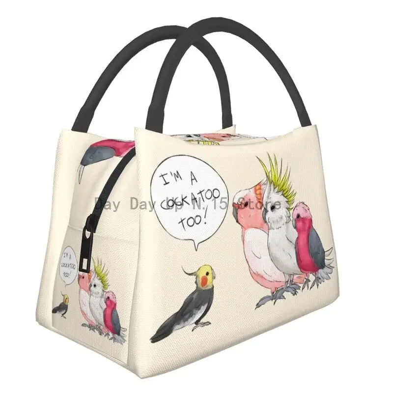 Divertente Cockatoo Cockatiel borsa termica per il pranzo donne pappagallo uccelli riutilizzabile pranzo Tote lavoro viaggio conservazione pasto