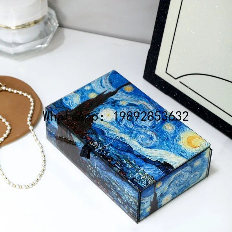 6. High-end jewelry box glass jewelry jewelry storage box light luxury home