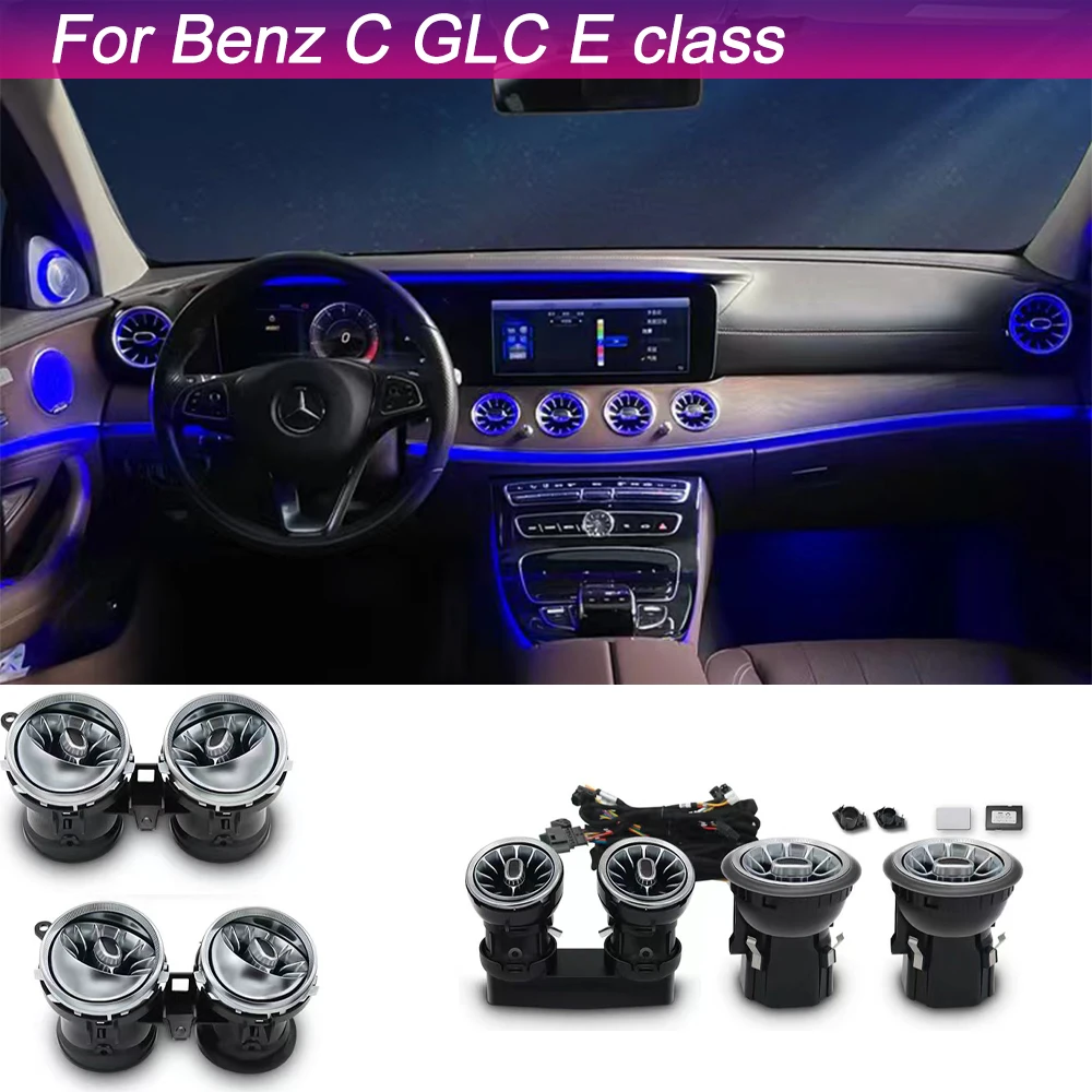 Car Ambient Light 3D Air Outlet Vents For Mercedes-Benz C/GLC/E Class 12/64 Color Decorative LED Lamp Car Accessories