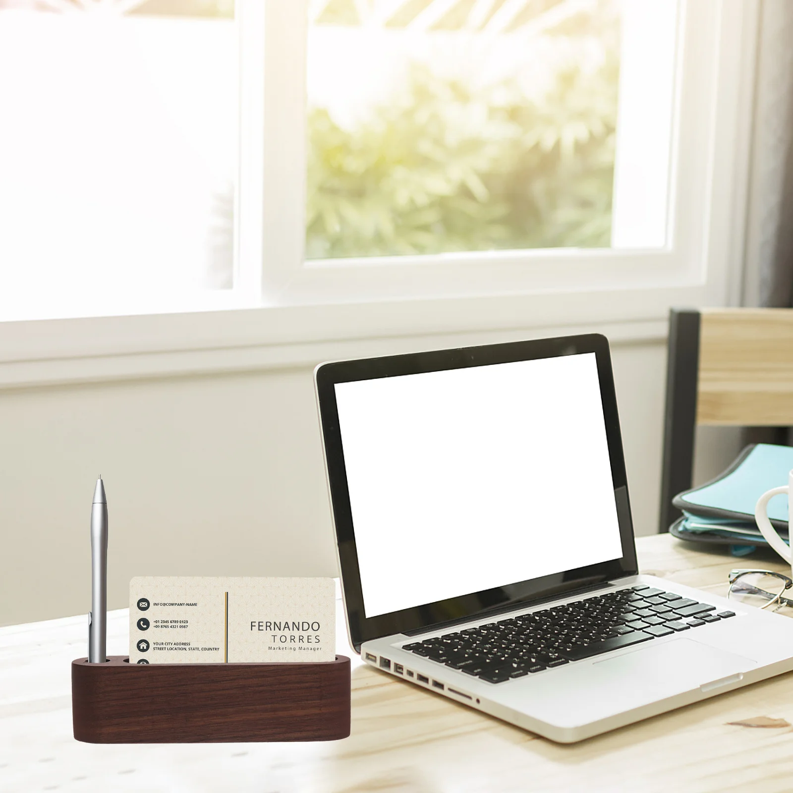 

Wooden Business Card Holder Sturdy Desktop Office Supply Business Cards Container Name Cards Organizer Card Display Rack