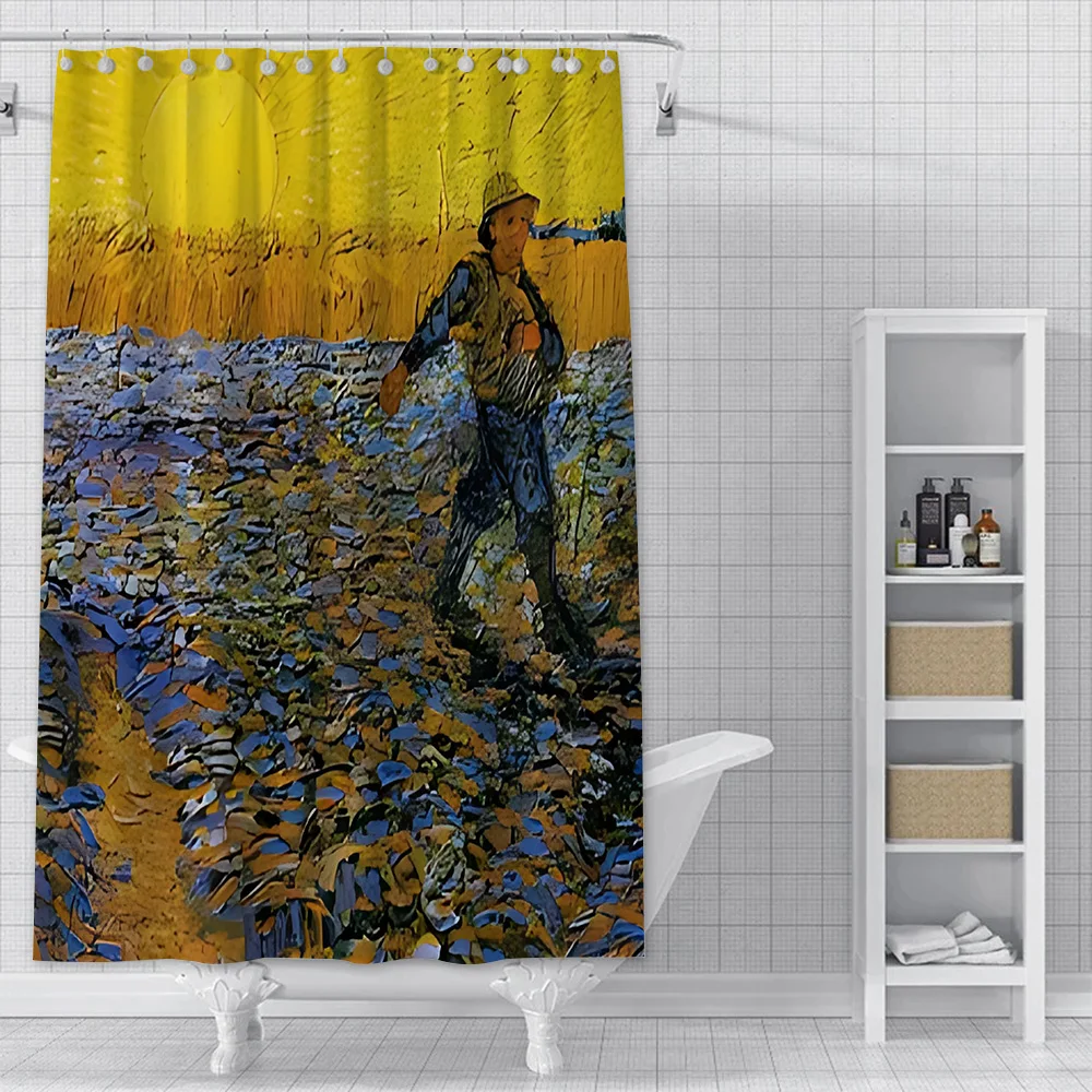 Van Gogh Painting Shower Curtain Waterproof Polyester Fabric Paint Colorful Bath Curtains Home Bathroom Decor Curtain With Hook