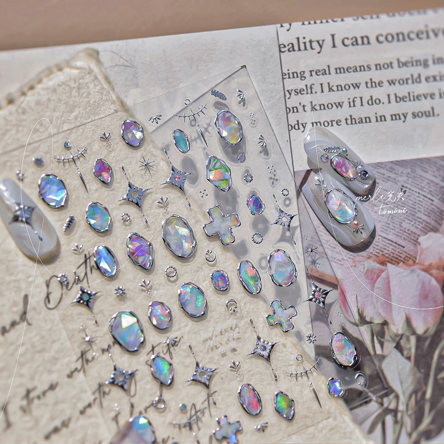 5D สร้างสรรค์ผีเสื้อสติกเกอร์เล็บแฟชั่นวินเทจเล็บอุปกรณ์เสริมธรรมชาติ Niche สไตล์อุปกรณ์ตกแต่งเล็บ