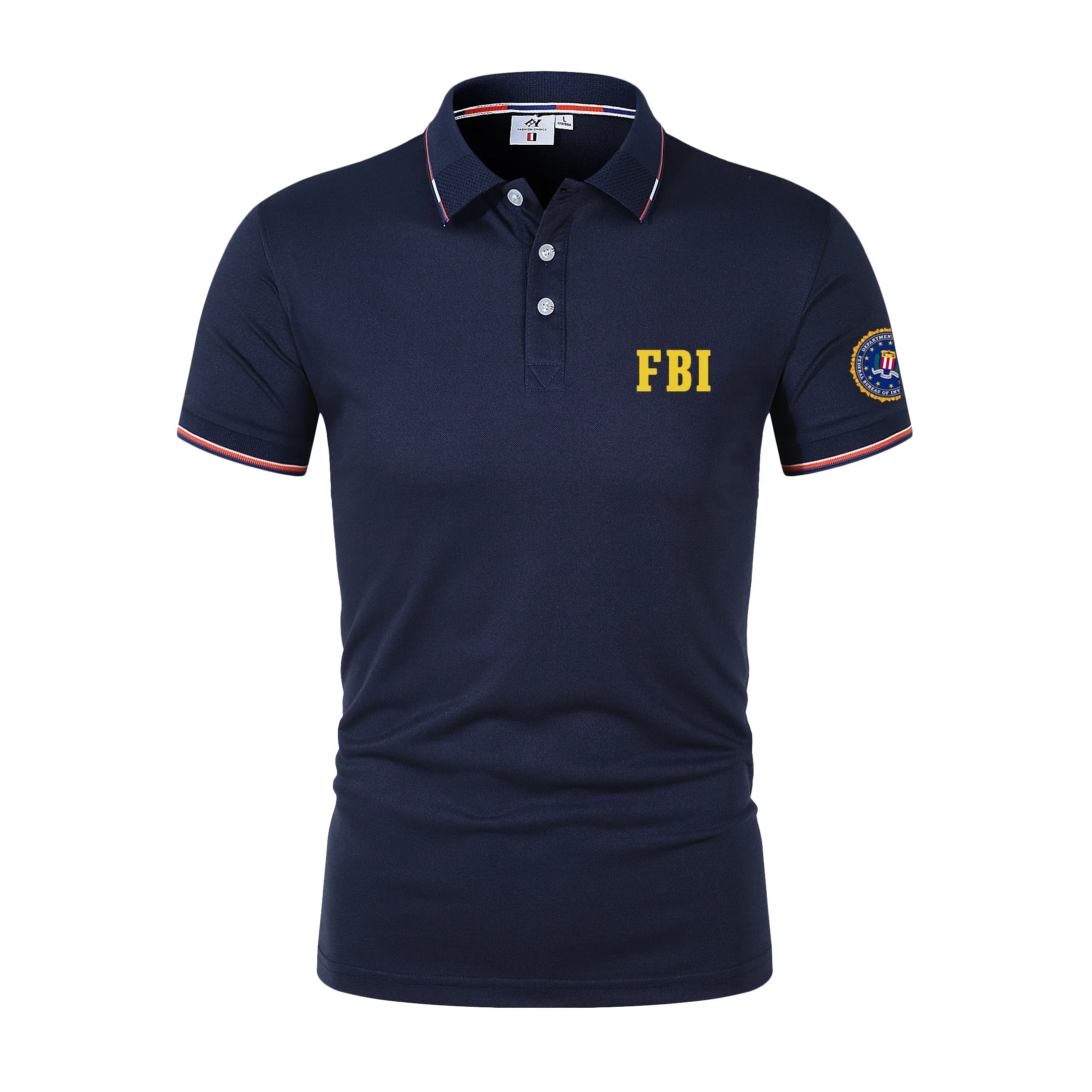 

2025 Men's high quality printed FBI casual short sleeve sports shirt Summer breathable fashion polo shirt Golf T-shirt