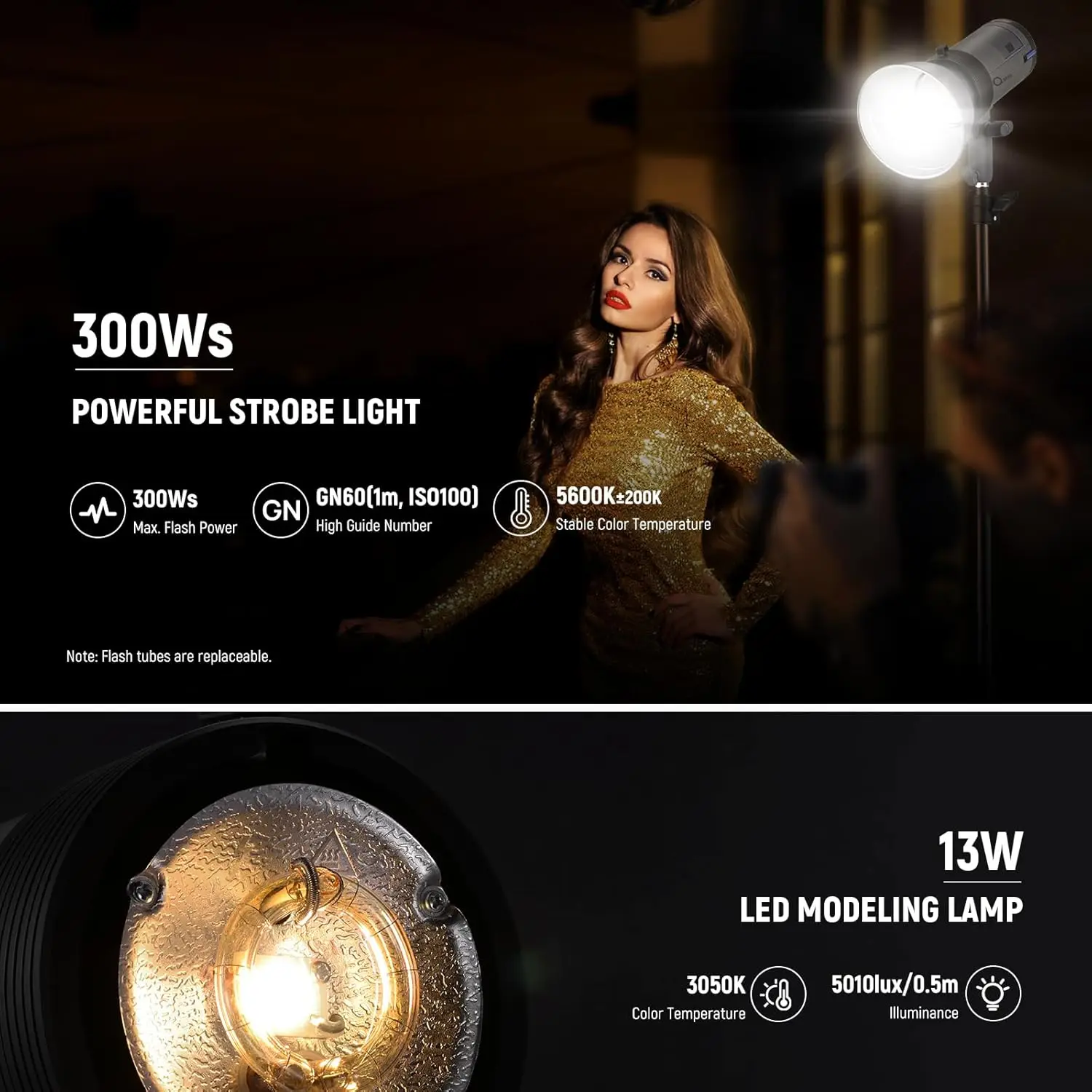 NEEWER Q300 300Ws 2.4G Outdoor Studio Flash with Q Compact Wireless Trigger,  with 1000 Full Power Flash 0.4~2.5s Recycle