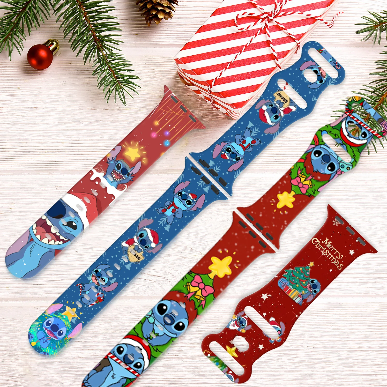 ديزني عيد الميلاد غرزة حزام لساعة أبل 11 10 9 8 سيليكون الفرقة استبدال سوار ل iWatch 46/44/42/41 مللي متر حزام الساعات #5