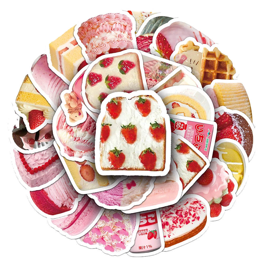 10/30/50pcs Cute Cartoon Pink Dessert Aesthetic Stickers Funny Decals Laptop Scrapbook Diary Phone Decoration Sticker Kids Toy