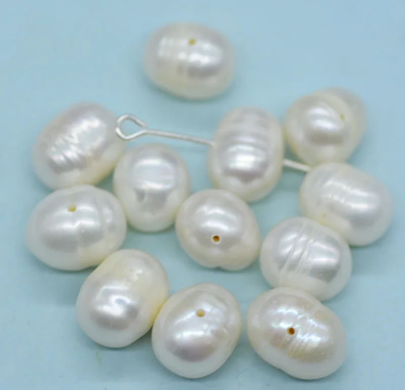 100pcs/lot  9-10mm 0.8mm Hole Natural Freshwater Potato Shaped Pearl . DIY. Bracelet. necklace. Earrings jewelry accessories