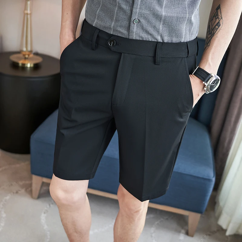 2023 British Style Men's Summer Casual Shorts/Male Slim Fit Business Fashion Suit Shorts Plus Size 28-36