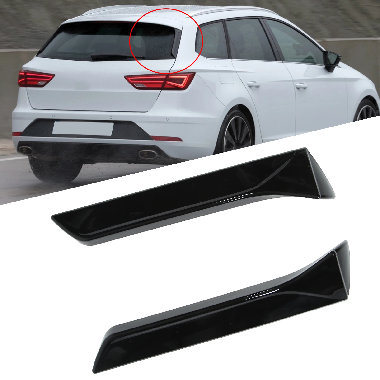 2PCS Rear Window Side Splitter Wing Exterior Trim Left Right Replacement for SEAT LEON 5F FR Mk3 MK3.5 2013‑2021
