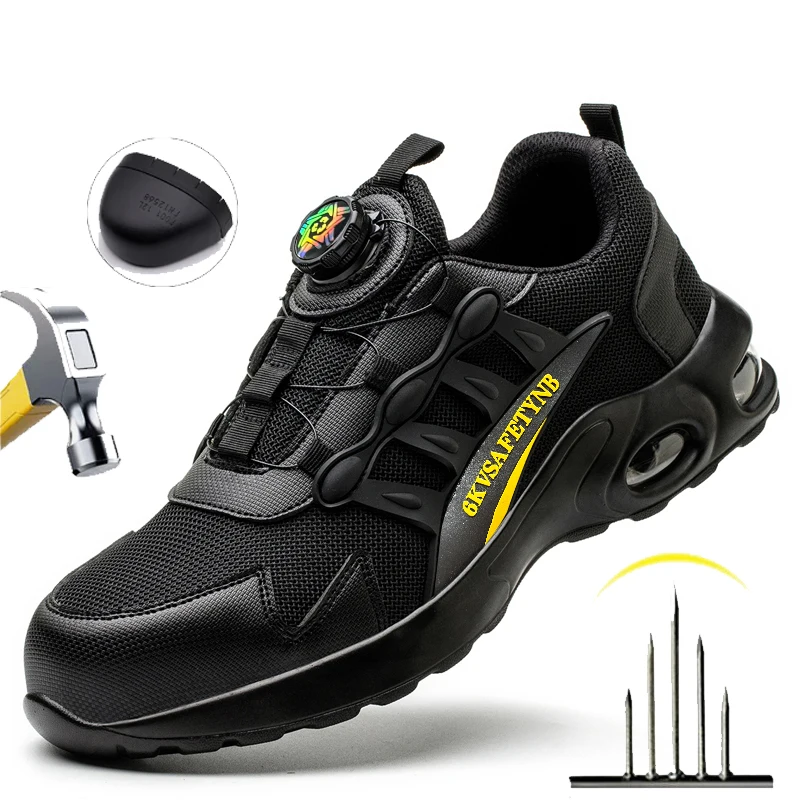 

Mens Work Shoes Steel Toe Safety Boots Anti-Puncture Anti-smash Shoes Mens Lightweight Sneakers Cushioned Shoes Hiking Sneakers