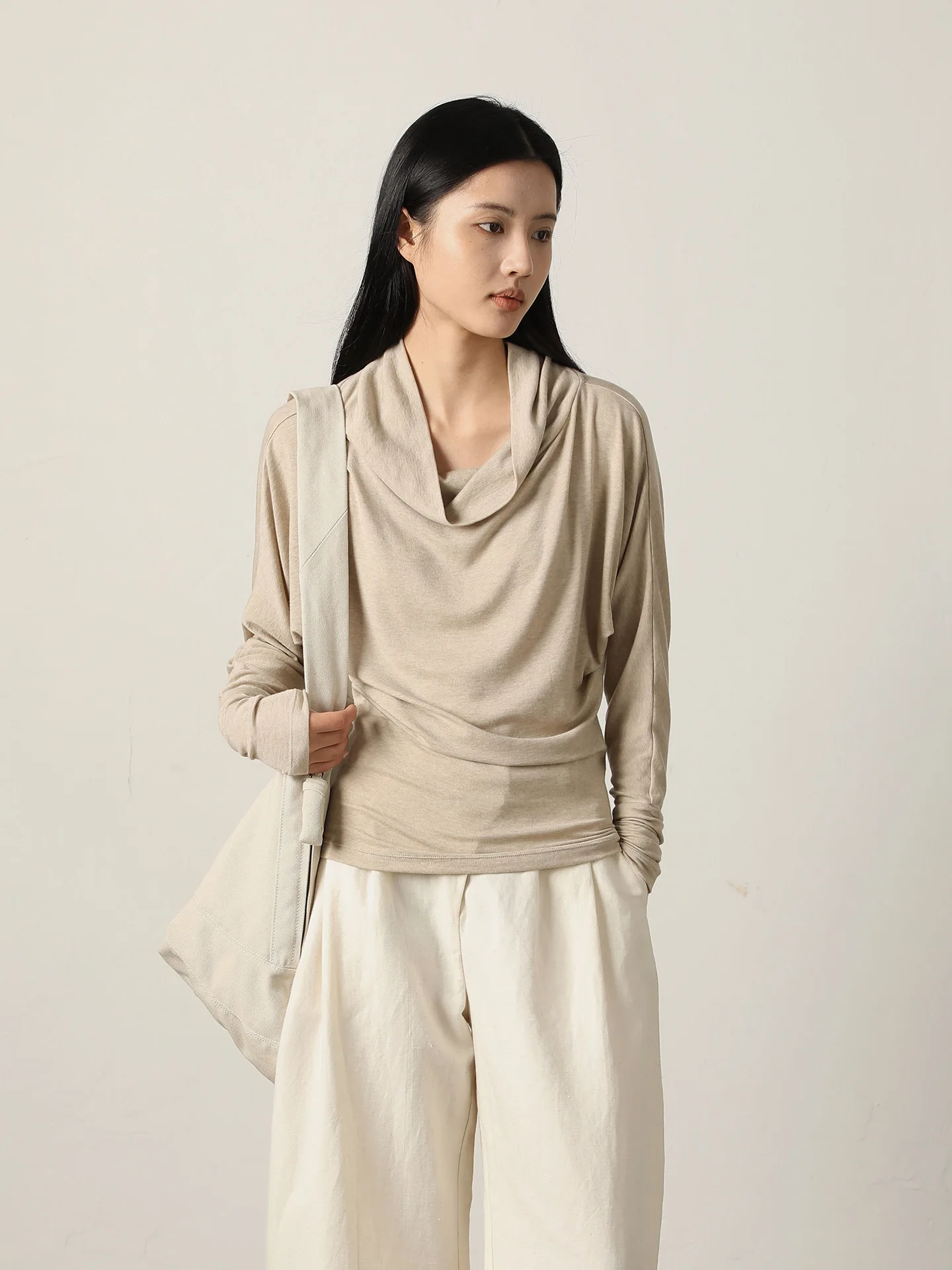 

Мягкий вязаный свитер Vimore с воротником-рюшем, из лиоцелла и шелка, весенний, повседневный, с длинным рукавом, женская футболка, комфортная посадка, чистый материал