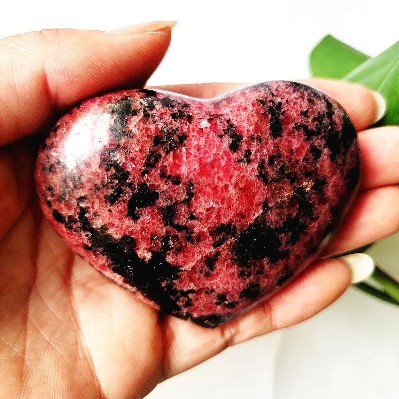 Natural Stone Pink Beautiful Rosestone Heart Witch Meditation Spirit Exorcism Healing Crystal Room Ornament