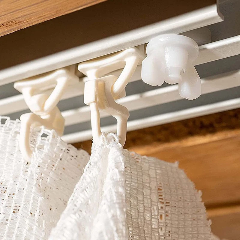 NEW Set Of 20Pcs White Plastic Curtain Track Stoppers Easy Installation Drapery Rails Sliding Gliders Curtain Fasteners