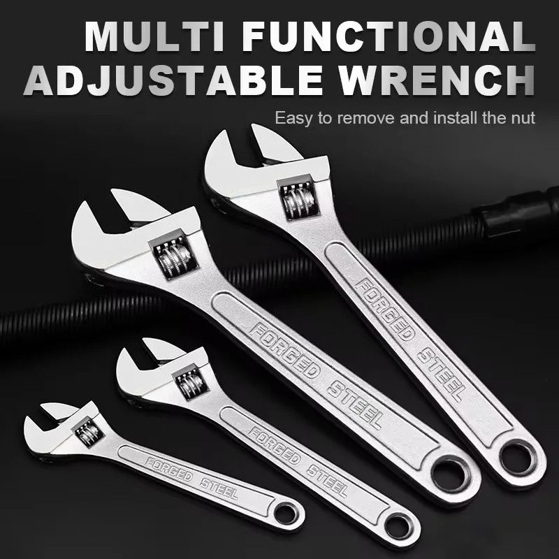  Adjustable wrench, large opening long-handled universal wrench, manual maintenance tool manual 