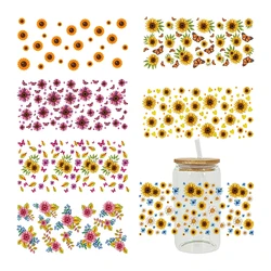 UV DTF Transfer Sunflowers Pattern Stickers Libbey Cup Wrap Iron For Glass 16oz D17506