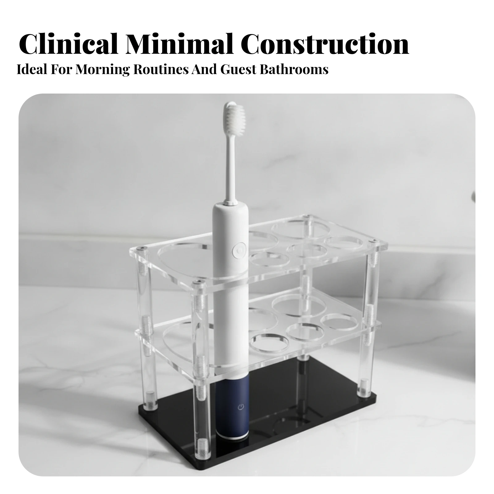 Toothbrush and Toothpaste Holder 6-Slot Toothbrush Holder with Six Slots Countertop Organizer with Slots Easy to Clean