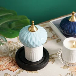 Creative Ceramic Candy Jar Fairy Castle Candle Jar Household Delicate Jewelry Cosmetics Cotton Swab Box Tabletop Art Decoration