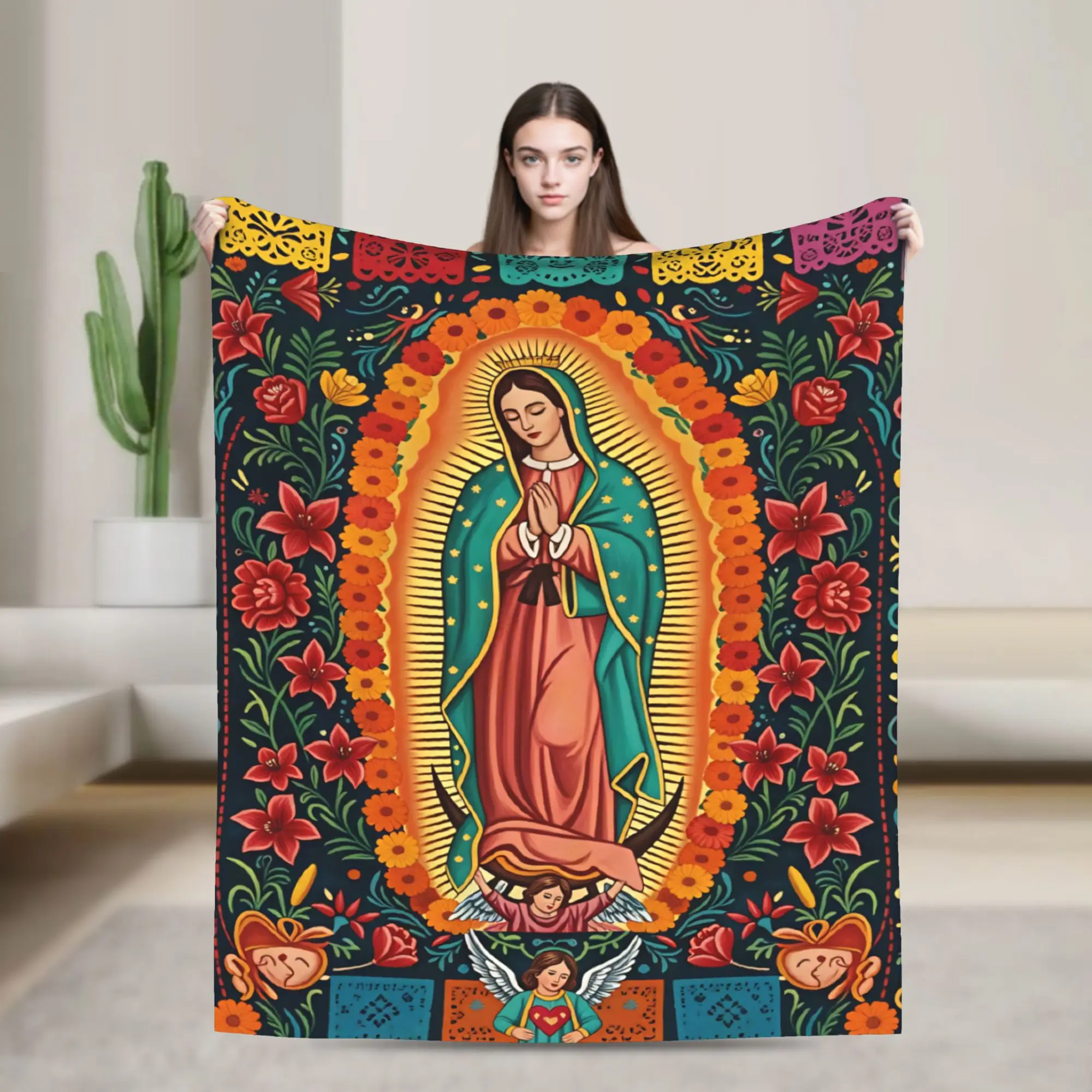 Super Soft Blankets Our Lady Of Guadalupe Virgin Mary Catholic Throw Blanket  Flannel Bedspread For Couch Chair Sofa Bed