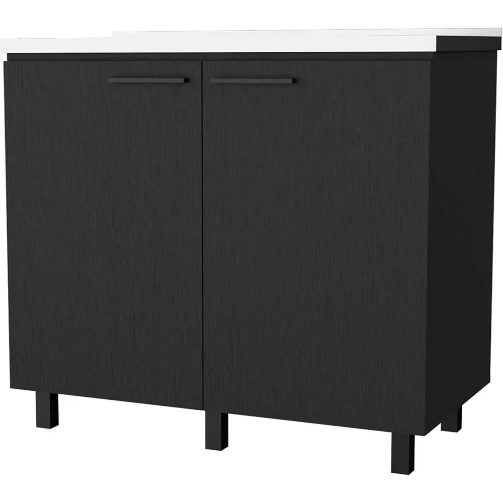 2-komorowa szafka pod zlew z półką |   Blat aluminiowy, stylowy i funkcjonalny do kuchni lub pralni