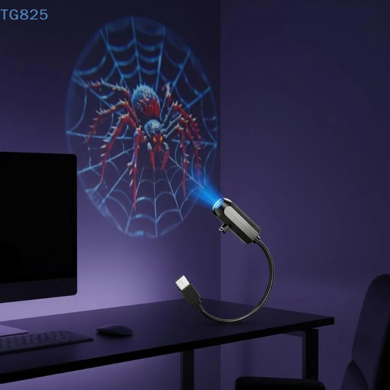 【AN】USB Halloween Projector Light 6 Switchable Patterns Rotatable LED Lamp for Haunted House Party Atmosphere Decor