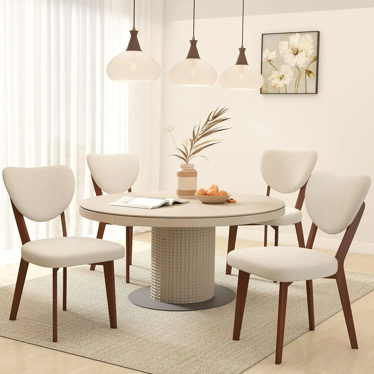 Dining Chairs Set of 6, Modern Fabric Upholstered Dining Room Chair Kitchen Chairs, Farmhouse Dinner Chair, Customized