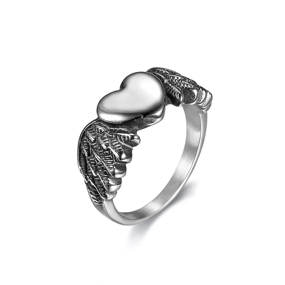 

Stainless Steel Heart Shaped Wings, Women's for Ring Size 5-12