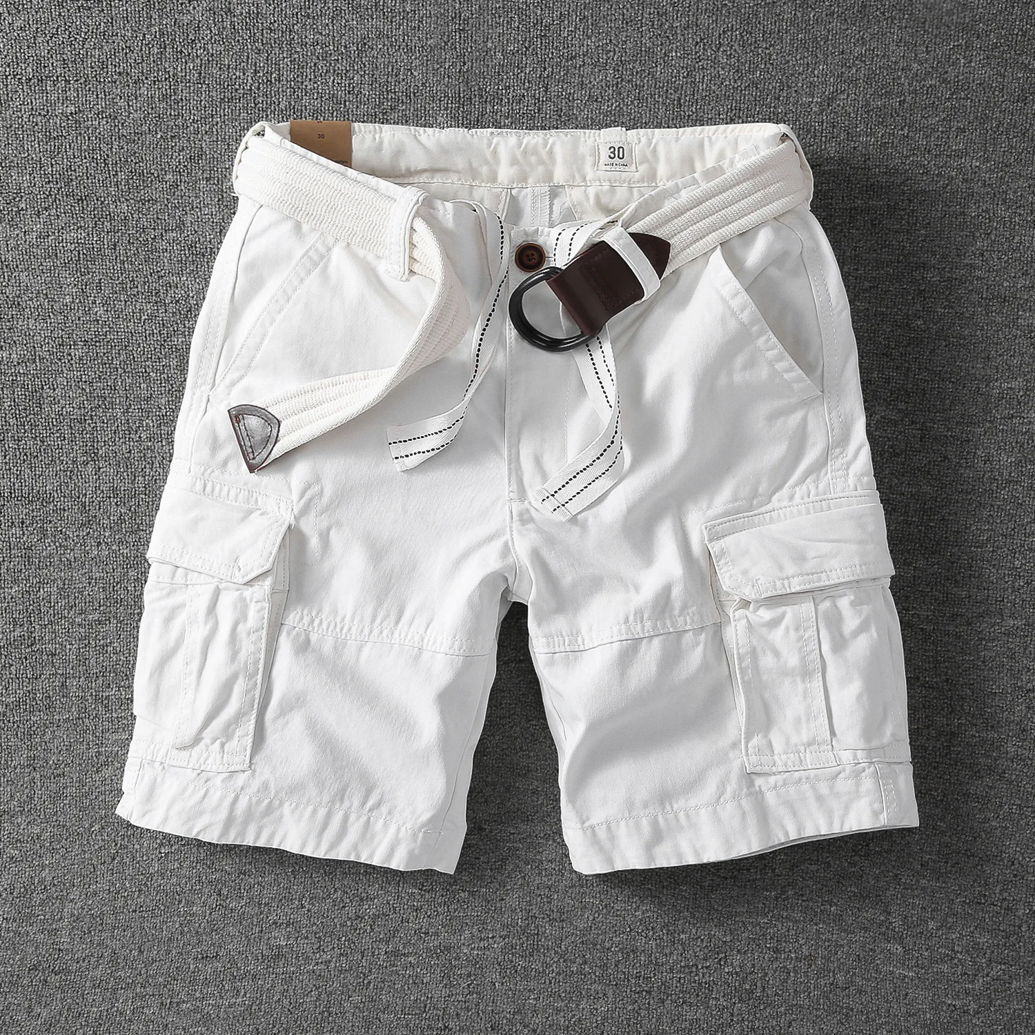 

Men's White Camouflage Workwear Shorts Summer Casual Tactical Outdoor Multi Pocket Cargo Shorts
