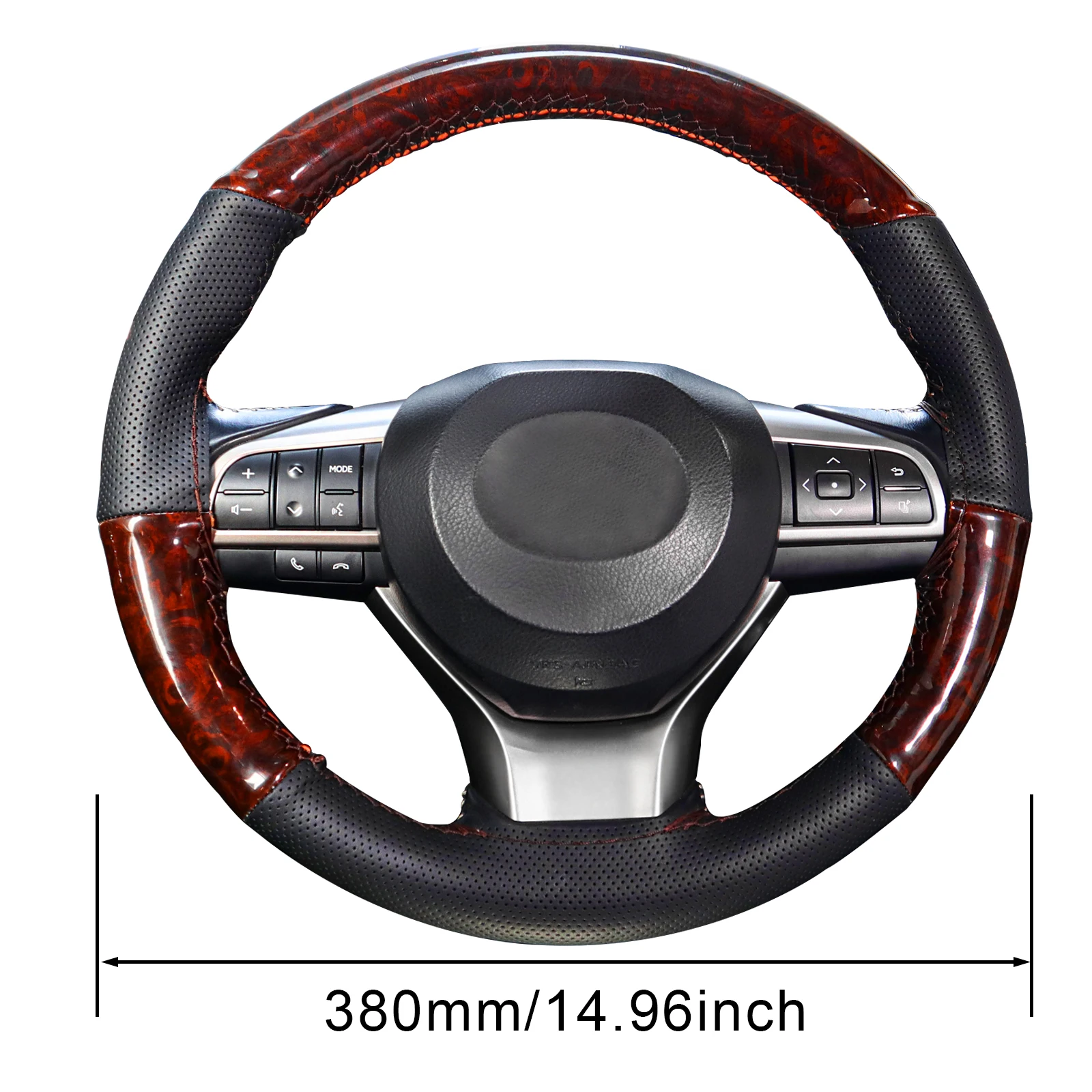 Wood Grain Car Steering Wheel Braid Cover Universal 38cm Wooden Pattern Leather Needles Thread Sewing DIY Soft Auto Accessories