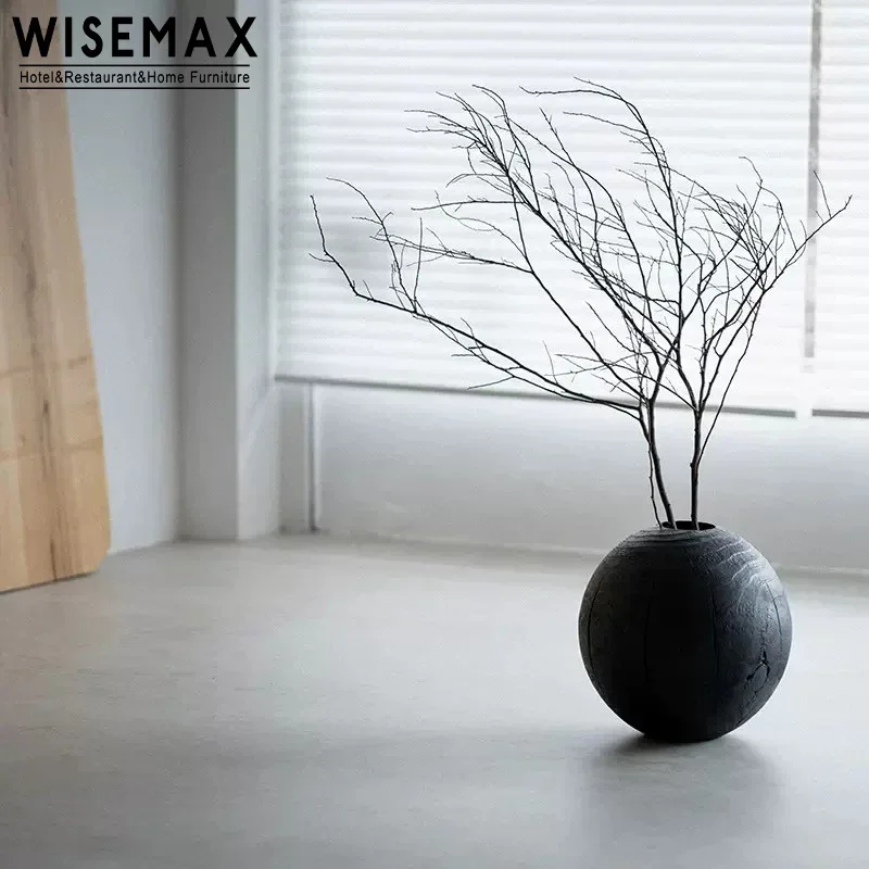 WISEMAX FURNITURE Nordic luxury living room solid pine wood table vase art decor ball shape flower vase for home decor