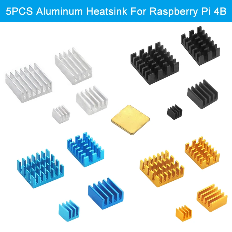 5PCS อลูมิเนียมฮีทซิงค์หม้อน้ํา Cooler สําหรับ Raspberry Pi 4B ทองแดงบริสุทธิ์อลูมิเนียมฮีทซิงค์ชุดสําหรับ Raspberry Pi 2/3/4 3B +