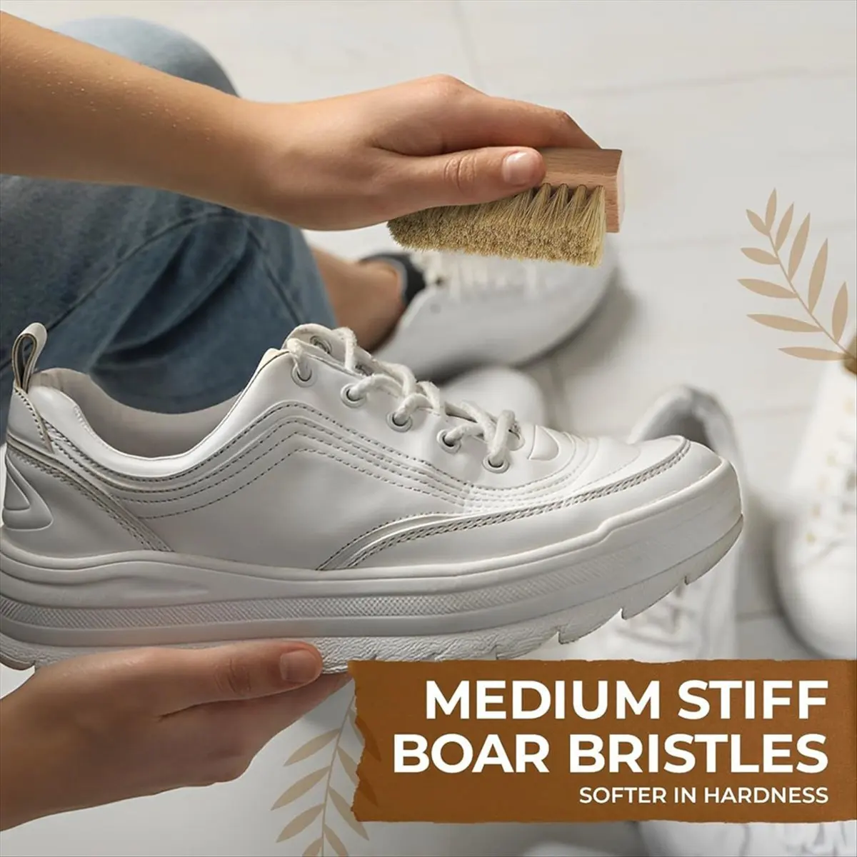 

Small Shoe Cleaning Brush Set of 3 Brushes with Nylon, Boar and Horsehair Bristles,for Leather,Suede,Canvas,Textile,Bags