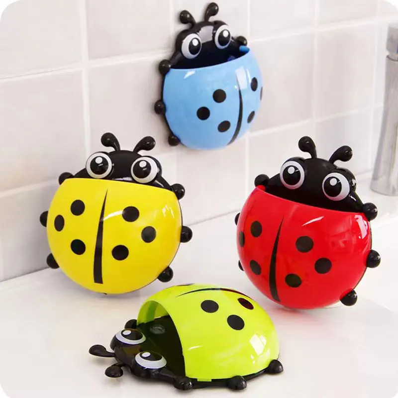 

2Pcs Cute Toothbrush Holder Cartoon Animal Insect Toothpaste Organizer Stand Wall Mounted Suction Cup Rack Bathroom Accessories