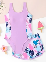 2026 Girls Swimsuit One Pieces With Shorts Kids Swimwear Female Children's Bathers Bathing Swimming Swim Suit Summer Beachwear