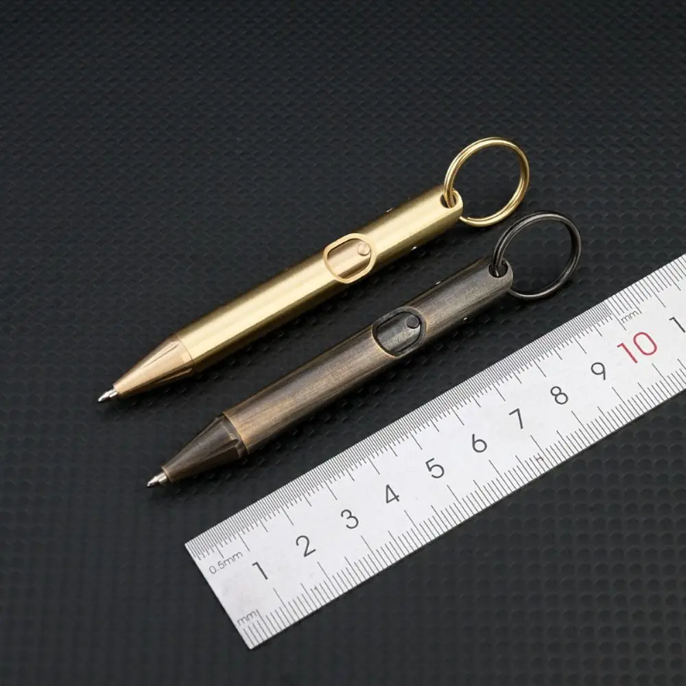 Multifunctional Brass Mini Ballpoint Pen with Keychain Portable Gel Pen Writing Pen Outdoor - view 4