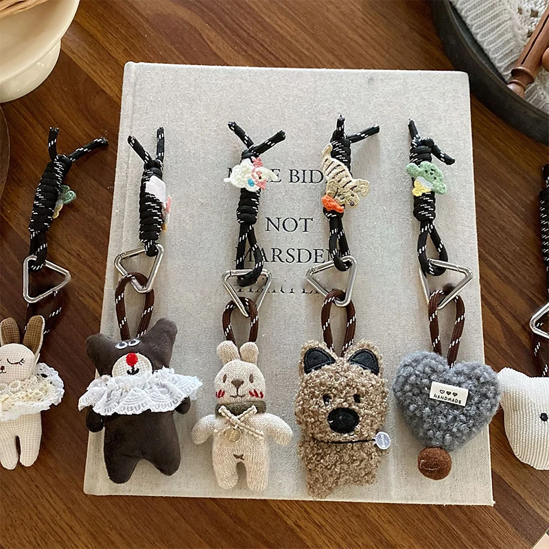 Porte-clés animal en peluche mignon ; Jouet ours/lapin/chien en peluche douce ; Pendentif idéal pour voiture d'enfants, sac à dos, décoration de sac