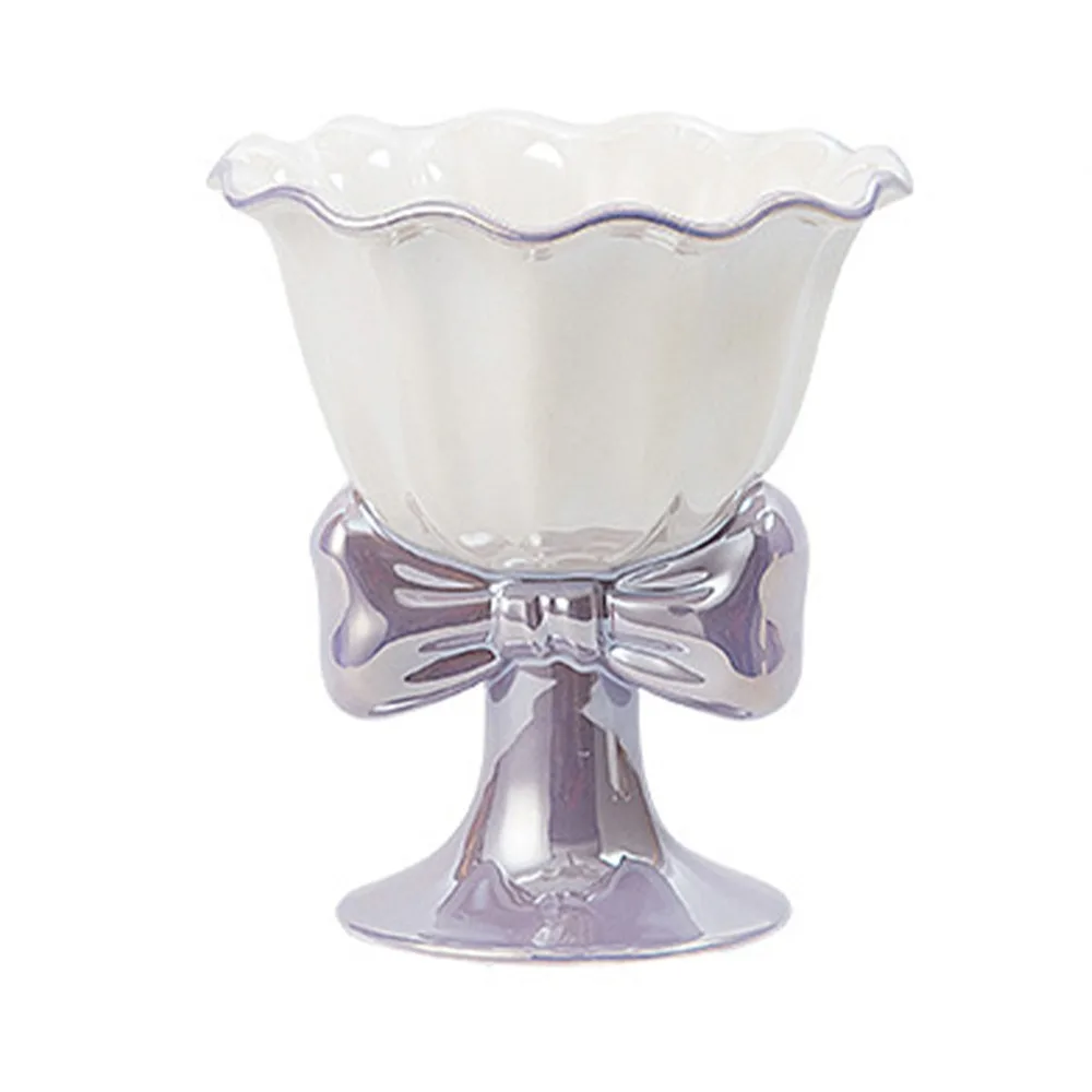 

Storage Bowl Ceramic Bow Shaped Ice Cream Cup Multi-Function Fashion Tea Cup High Foot Dessert Cup Ice Cream