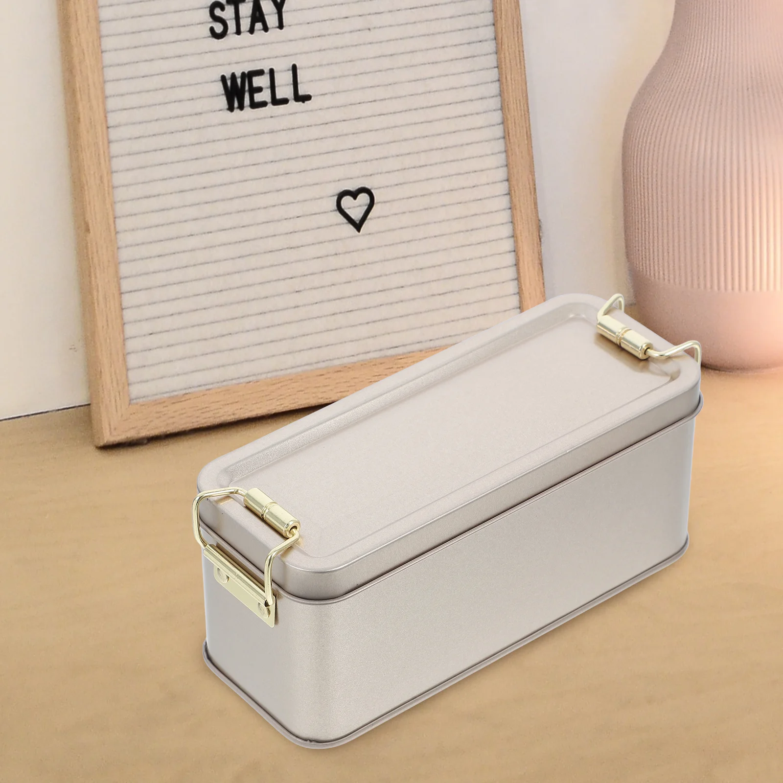 

Iron Metal Tin Rectangular Box Lid for Food Storage Cookies Candy Biscuits Freshness Retention Decorative Keepsake