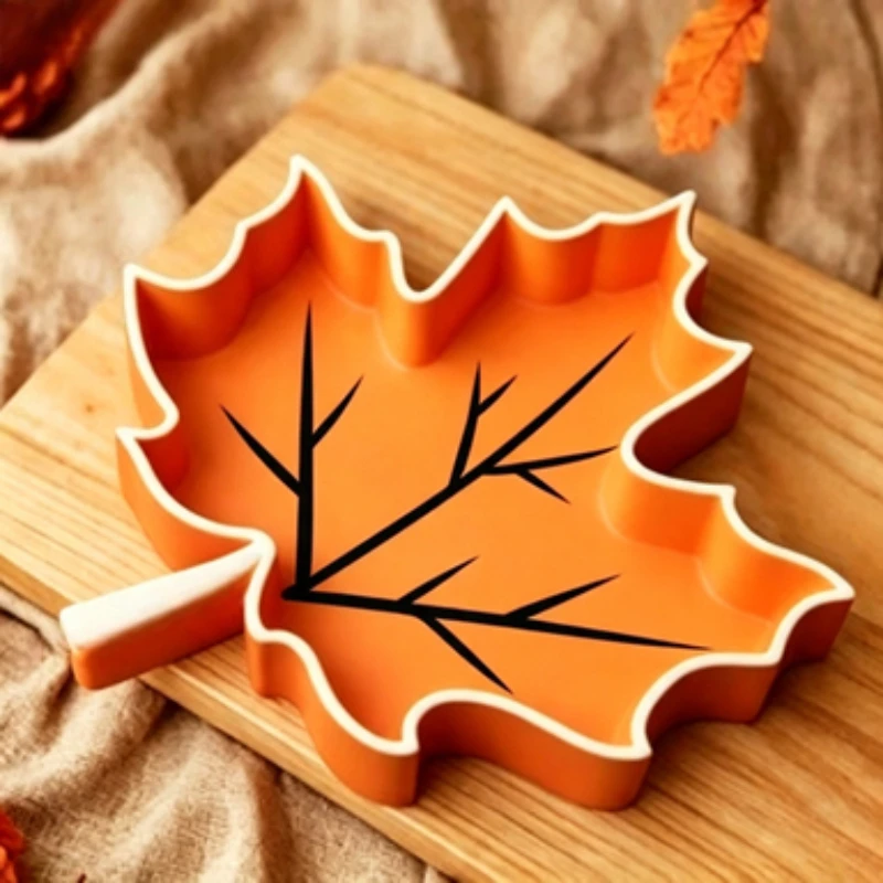 Maple Leaf Trinket Storage Tray,Autumn Style Desktop Decor Dish,Jewelry Key Aromatherapy Small Object Holder for Bedroom Hallway
