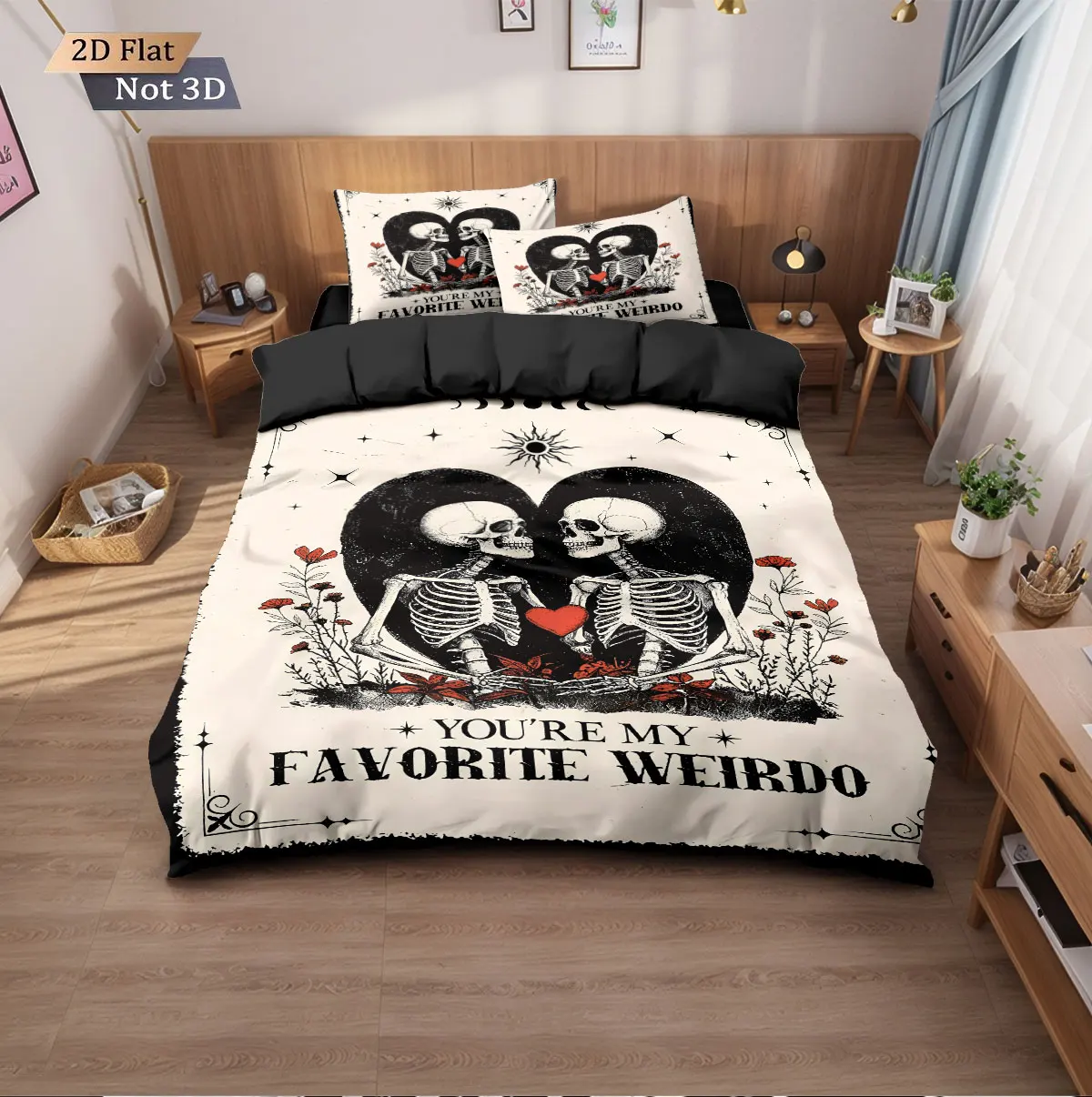 3pcs Halloween Skeleton Printed Chipless Bedding Set with Multi Sized Bedding and Dormitory Duvet Decorations Soft and Comfortab