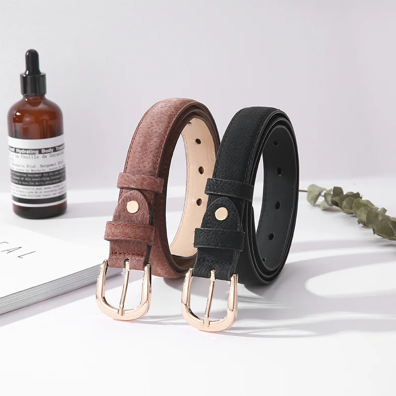 

Minimalist Korean Style Women's Leather Belt Fashionable and Versatile Cowhide Belt Pigskin Needle Buckle Thin Pants Belt