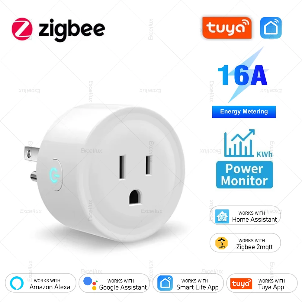 TUYA 16A Smart Plug Zigbee Socket Canada US Mexico With Power Monitor Timing Function Voice Control Works With Alexa Google Home