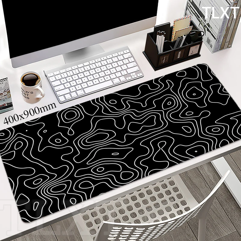 Grote Zwart Wit Gaming Muismat Xxl Mousepad Pc Gamer Muis Mat 90X40Cm Bureau Mat Mausepad Toetsenbord tafel Mat Computer Deskpad