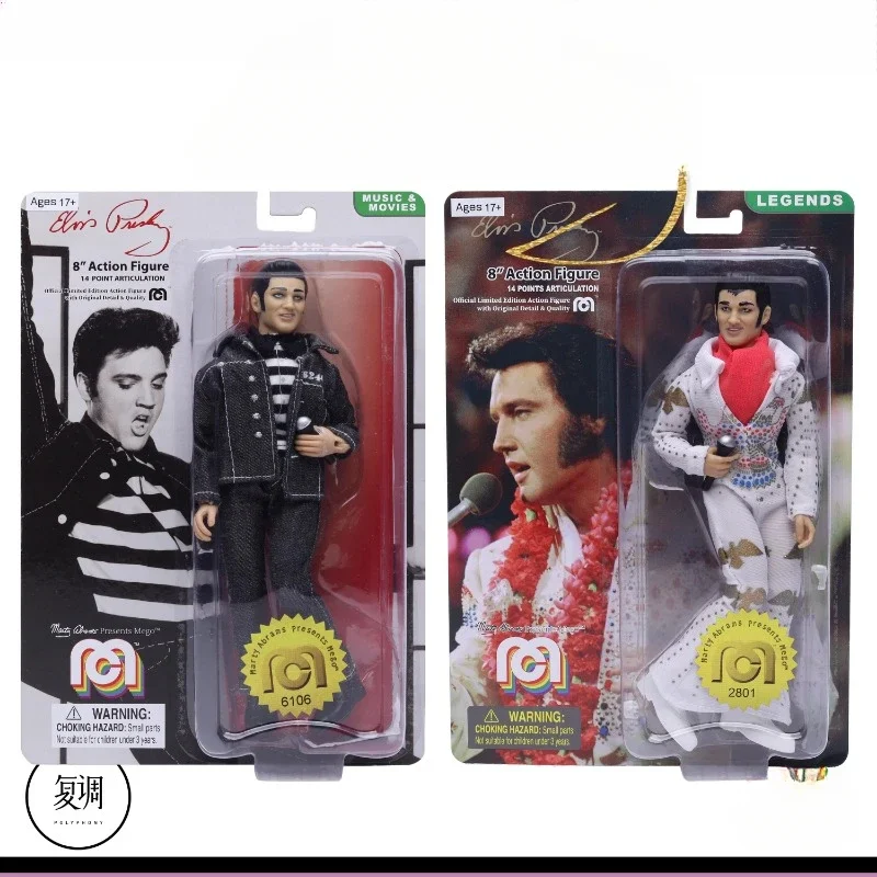 In Stock 8 Inch Action Figure The Elvis Presley Aloha Jumpsuit Jailhouse Rock Hanging Card Toy Collection Gift